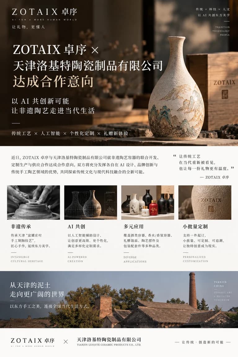 ZOTAIX 卓序与天津洛基特陶艺共创合作意向概念长图